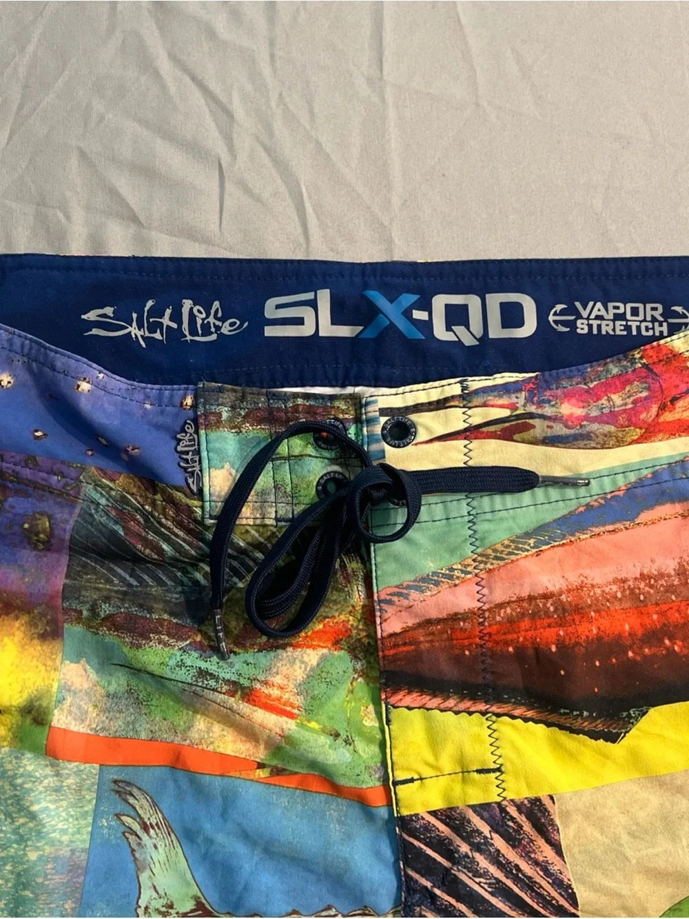 Salt Life SLX-QD Board Shorts Men's 34 Vapor Stretch Fish Print swim ocean